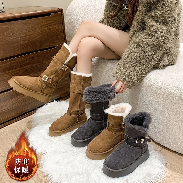 (有运费补贴）厚底雪地靴女2025冬季新款两穿加绒加厚东北雪地棉鞋