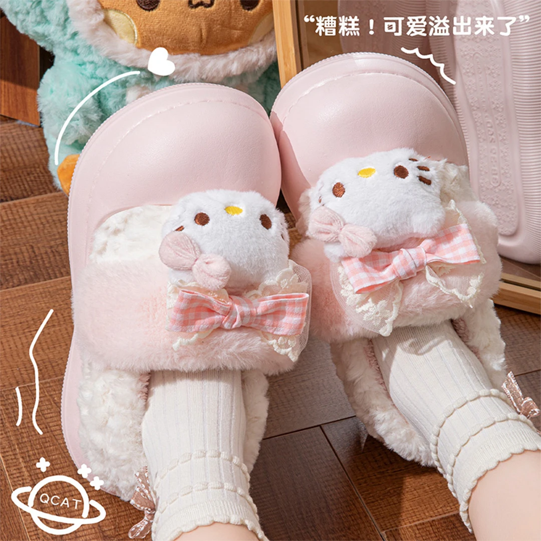 KT猫包跟棉拖鞋女秋冬季2025新款防滑可爱居家保暖毛毛绒棉鞋外穿
