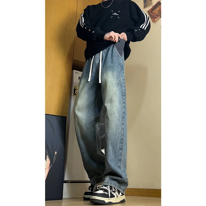 美式复古水洗牛仔裤男2025新款春秋季高级感男士直筒长裤男生裤子