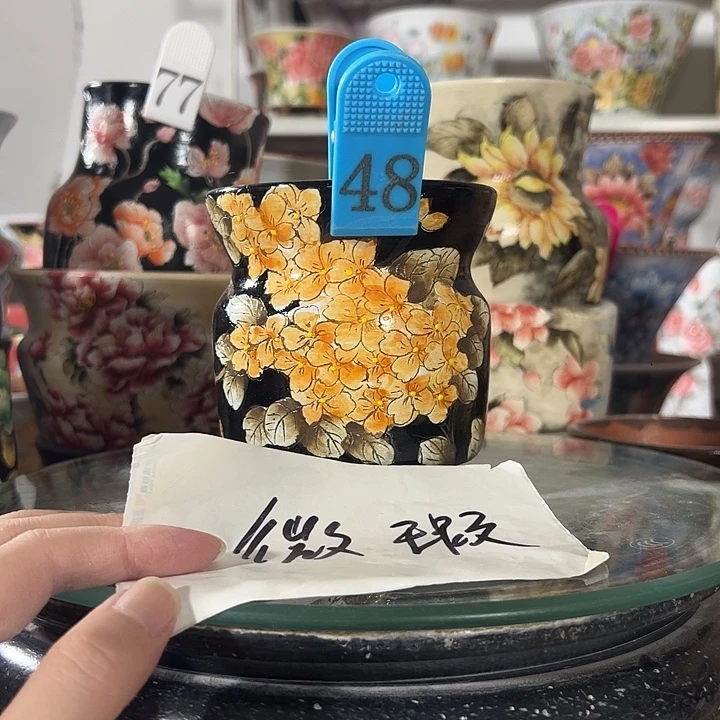 景德镇幸运花盆手绘韩式花盆