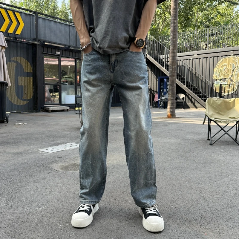 男士痞帅百搭小直筒长裤2025秋冬日式潮男士美式复古宽松直筒长裤