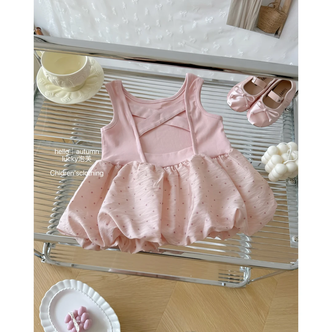 【lucky泡芙】嘿甜心！女童波点花苞裙夏季25新品洋气女宝露背连衣裙