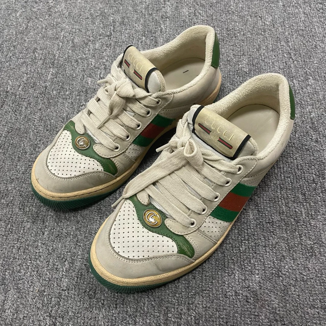 95新 GUCCI/古驰 Screener 做旧系带时尚板鞋  37.5码/5763