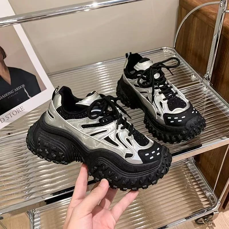 1185 黑色 榴莲底老爹鞋女2025春季新款潮流轻便厚底运动休闲鞋