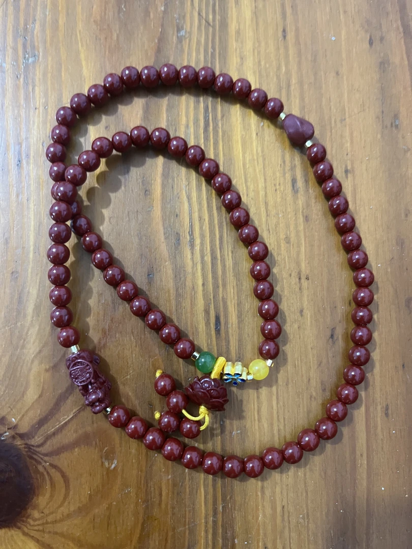 含辰砂工艺品1076-朱砂三圈莲花貔貅精美手串（无礼盒）