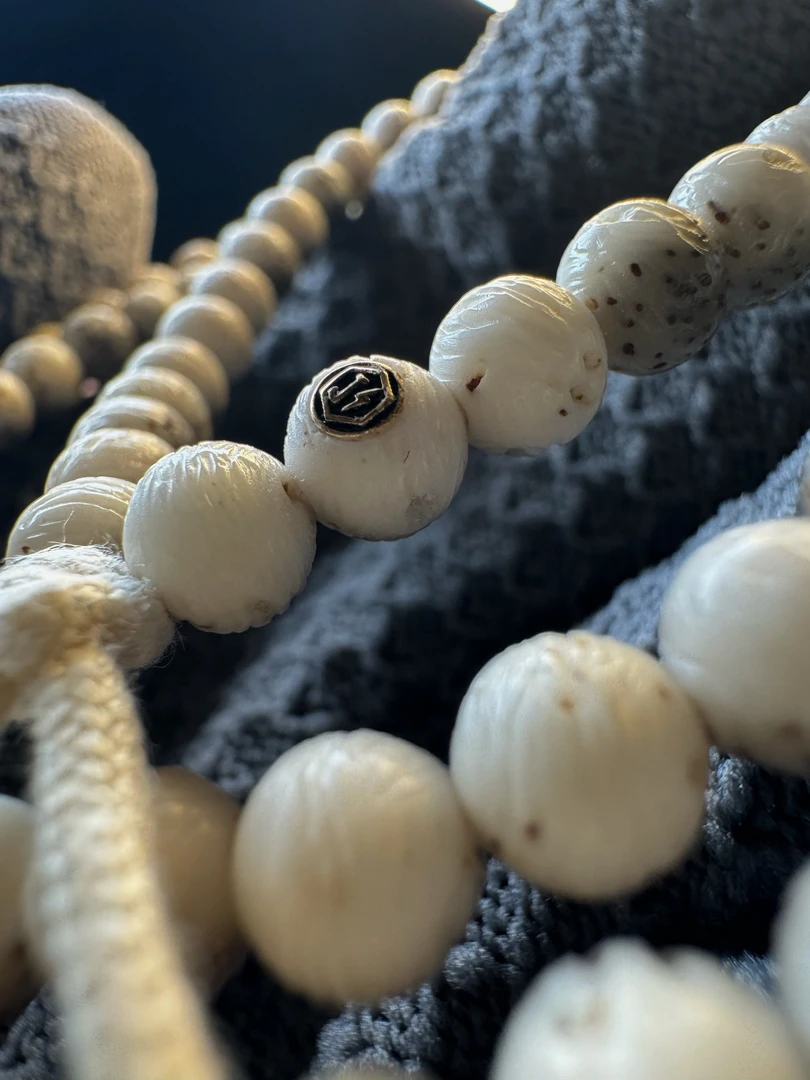 星月菩提108手串 二号拉丝超半臂留白石钰料6mm