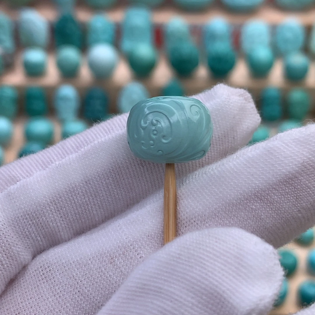 绿松石未镶嵌绿松石精工雕刻博古老型