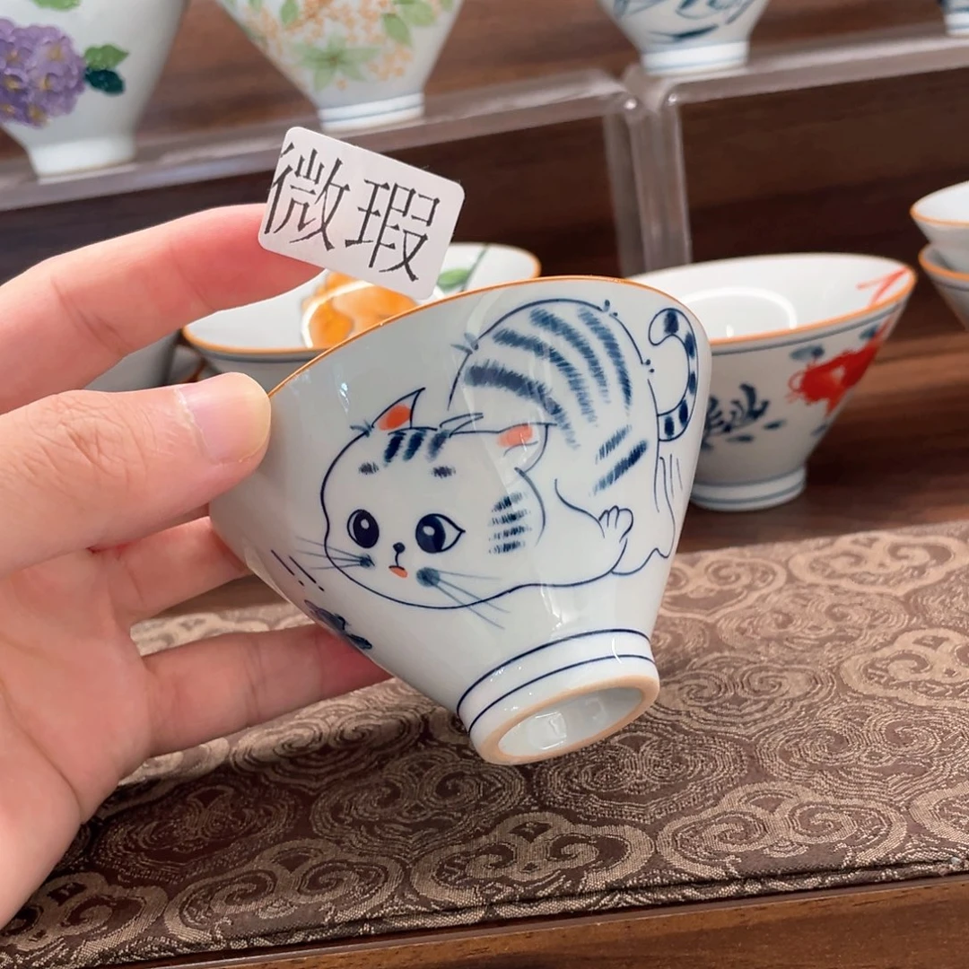 釉下手绘茶具微瑕