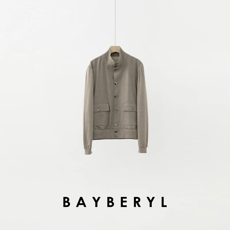 BAYBERYL老贝宇彬家属立领排扣拼接雅绅时尚秋外套9MF5H2322-8/24