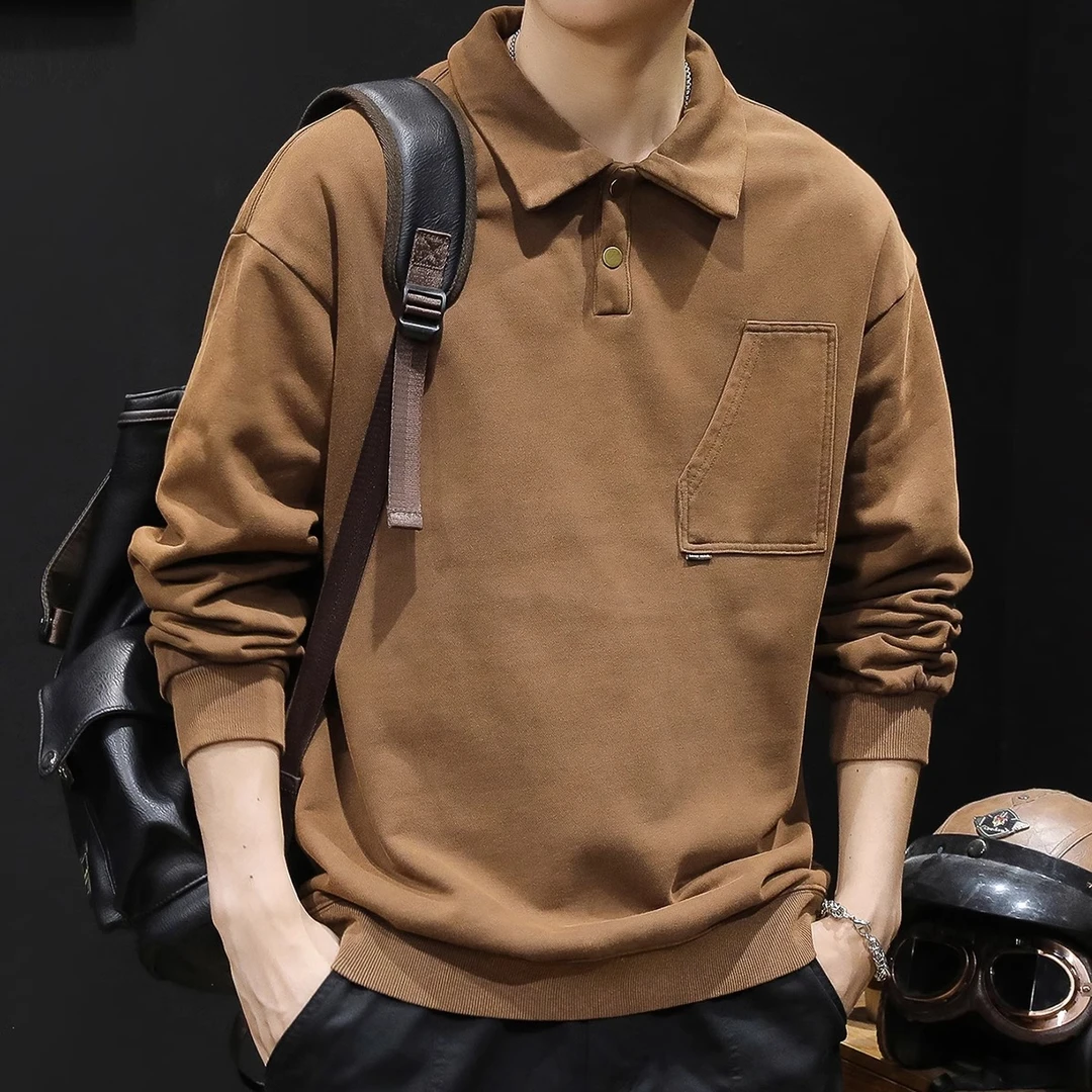 U&PURA美式复古重磅polo卫衣男潮牌春季新款男士长袖男款春秋款