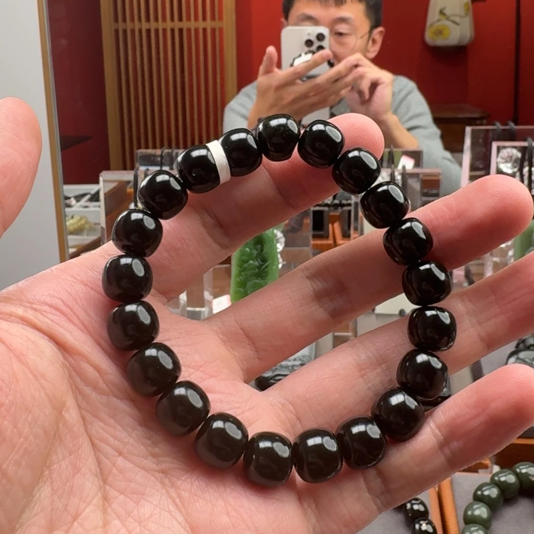 和田玉（糖玉）未镶嵌手链和田玉青9*10老