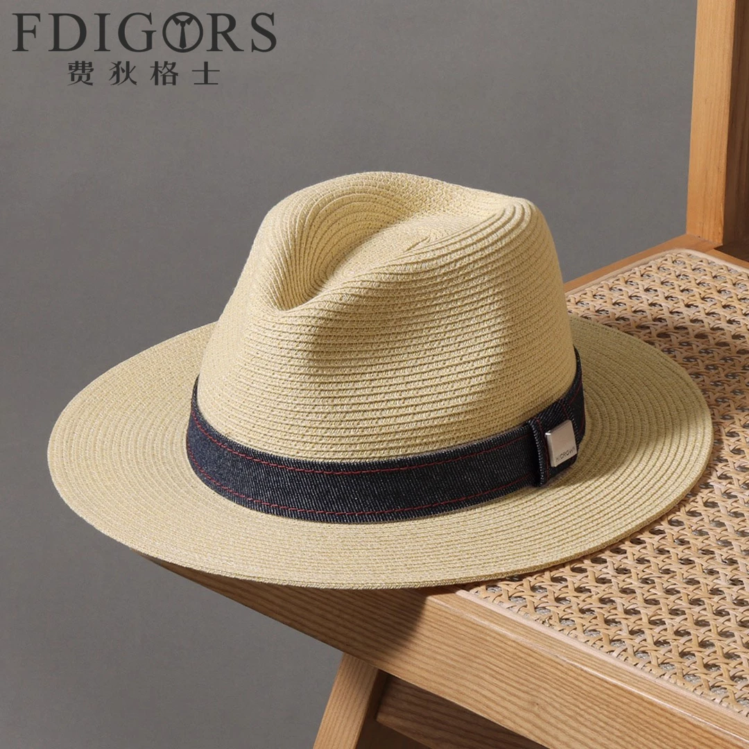 FDIGORS巴拿马草帽男款夏季大头围遮阳防紫外线礼帽平沿爵士帽