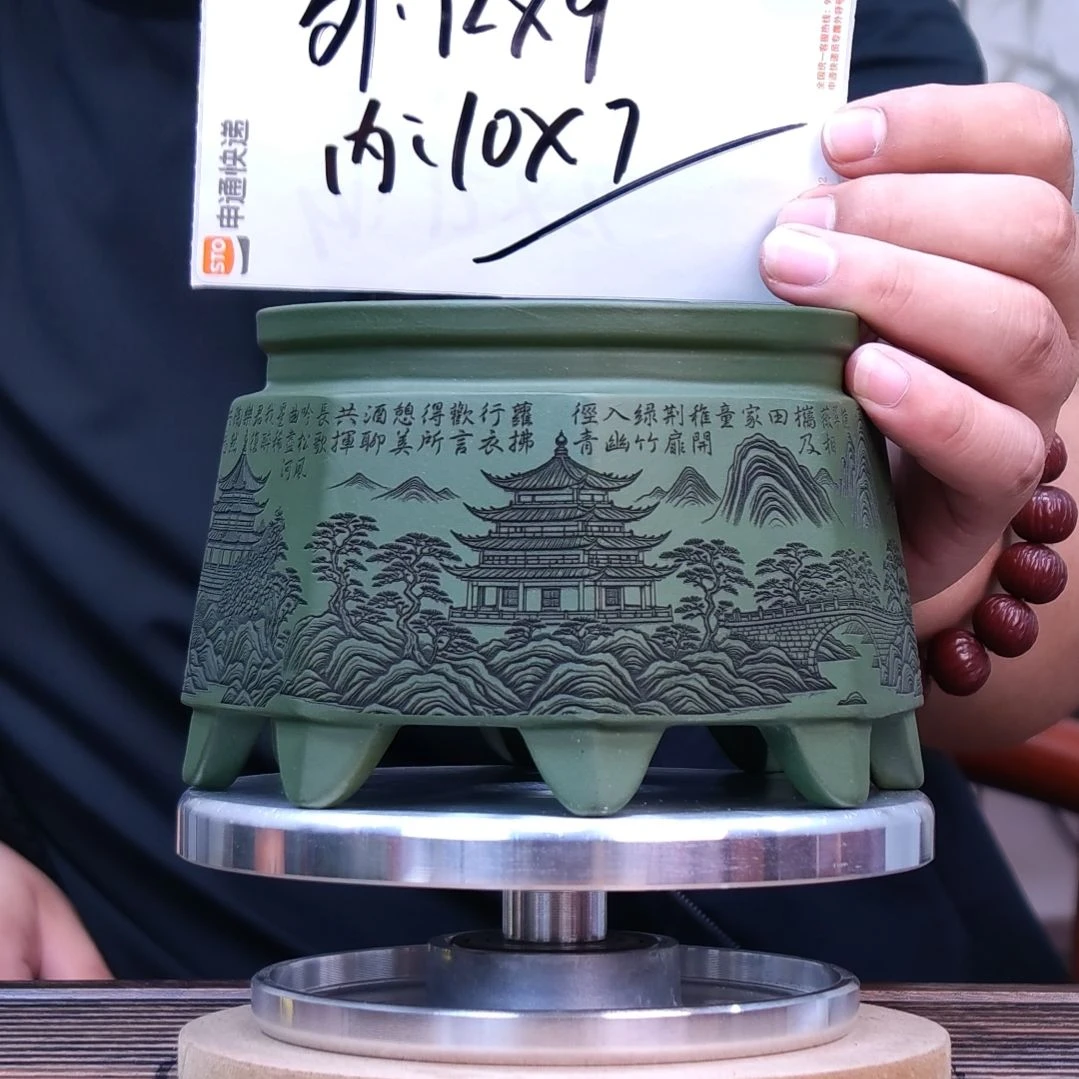 紫砂花盆同喜同喜