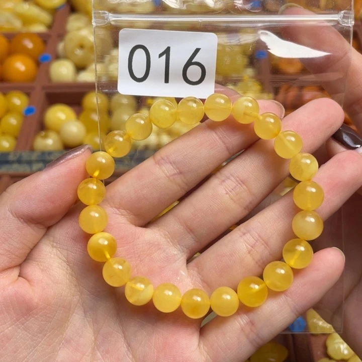 蜜蜡未镶嵌珠宝奇石蛋黄圆珠手串卡8（天然蜜蜡微瑕）