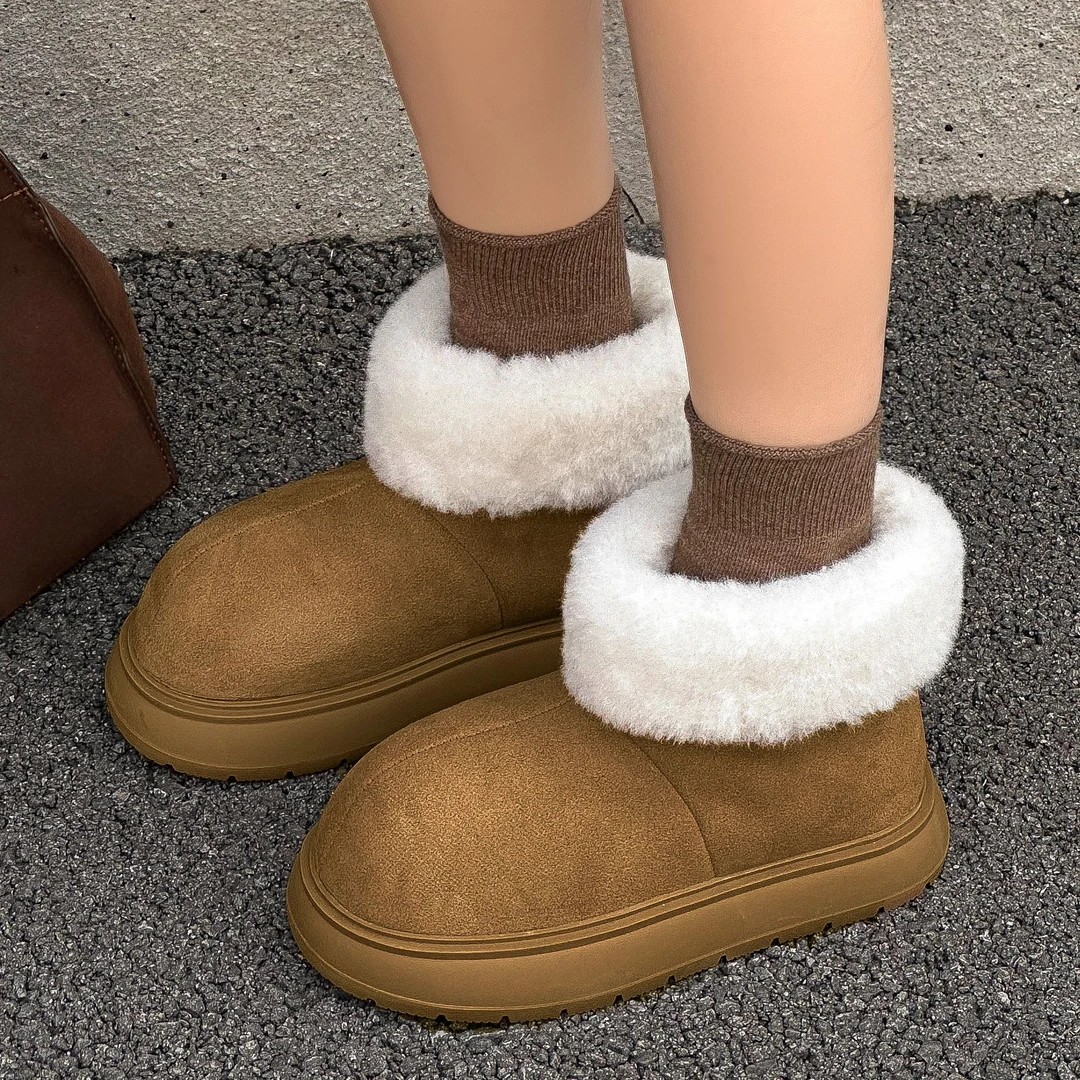 防水毛毛雪地靴女内增高2025新款冬季加绒加厚雪地棉鞋大头棉靴子