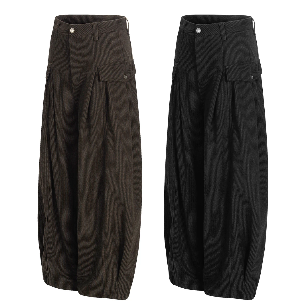 UNOTOBE 复古老钱风山本裤纹理皱褶休闲裤男女宽松垂感拖地阔腿裤