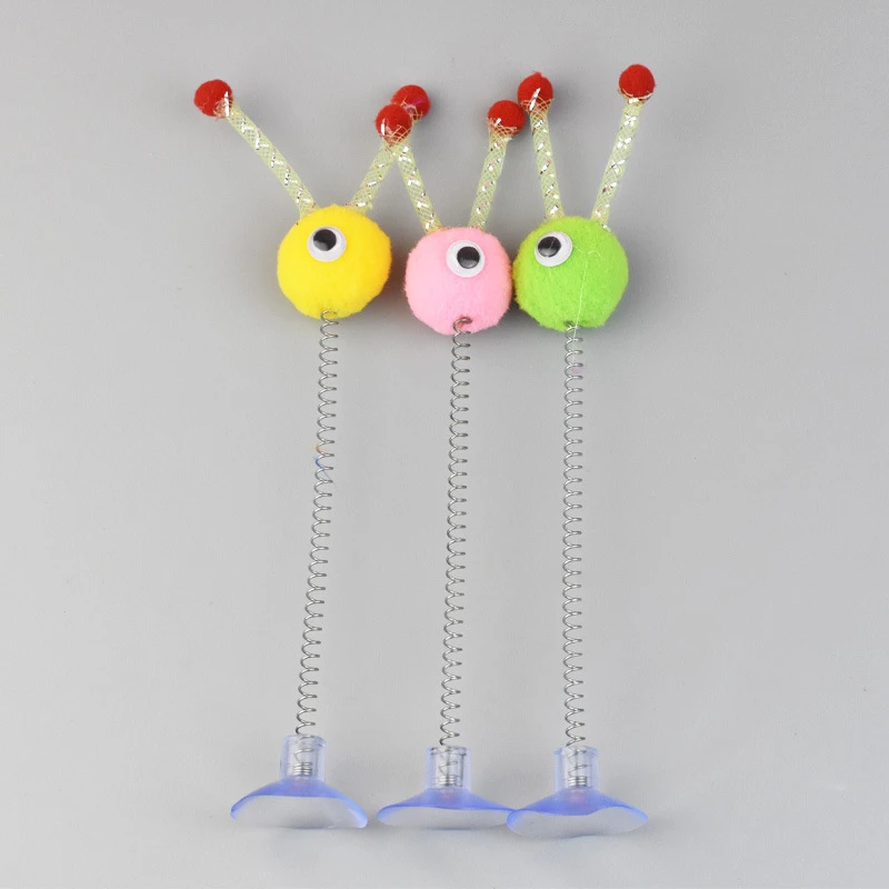 逗猫棒摇摆吸盘逗猫玩具弹簧羽毛猫咪逗猫毛球弹簧