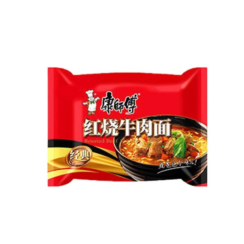 康师傅经典袋面五包入红烧牛肉面85克*5*6/箱