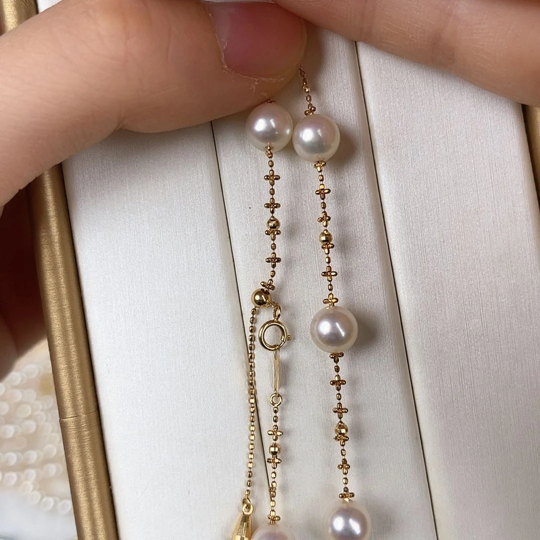 海水珍珠手绳18K金镶嵌