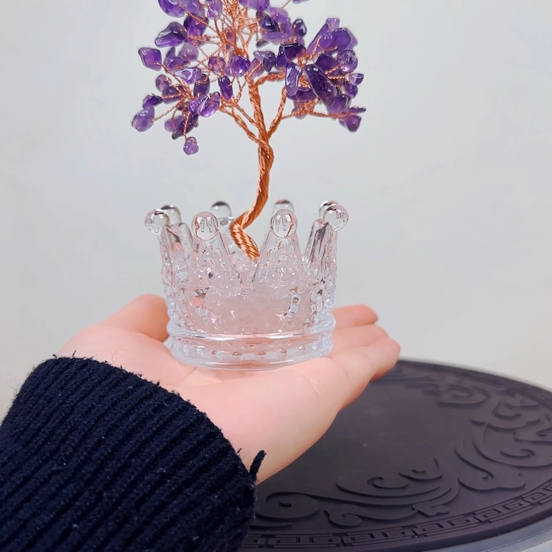 木皇冠紫水晶发财树