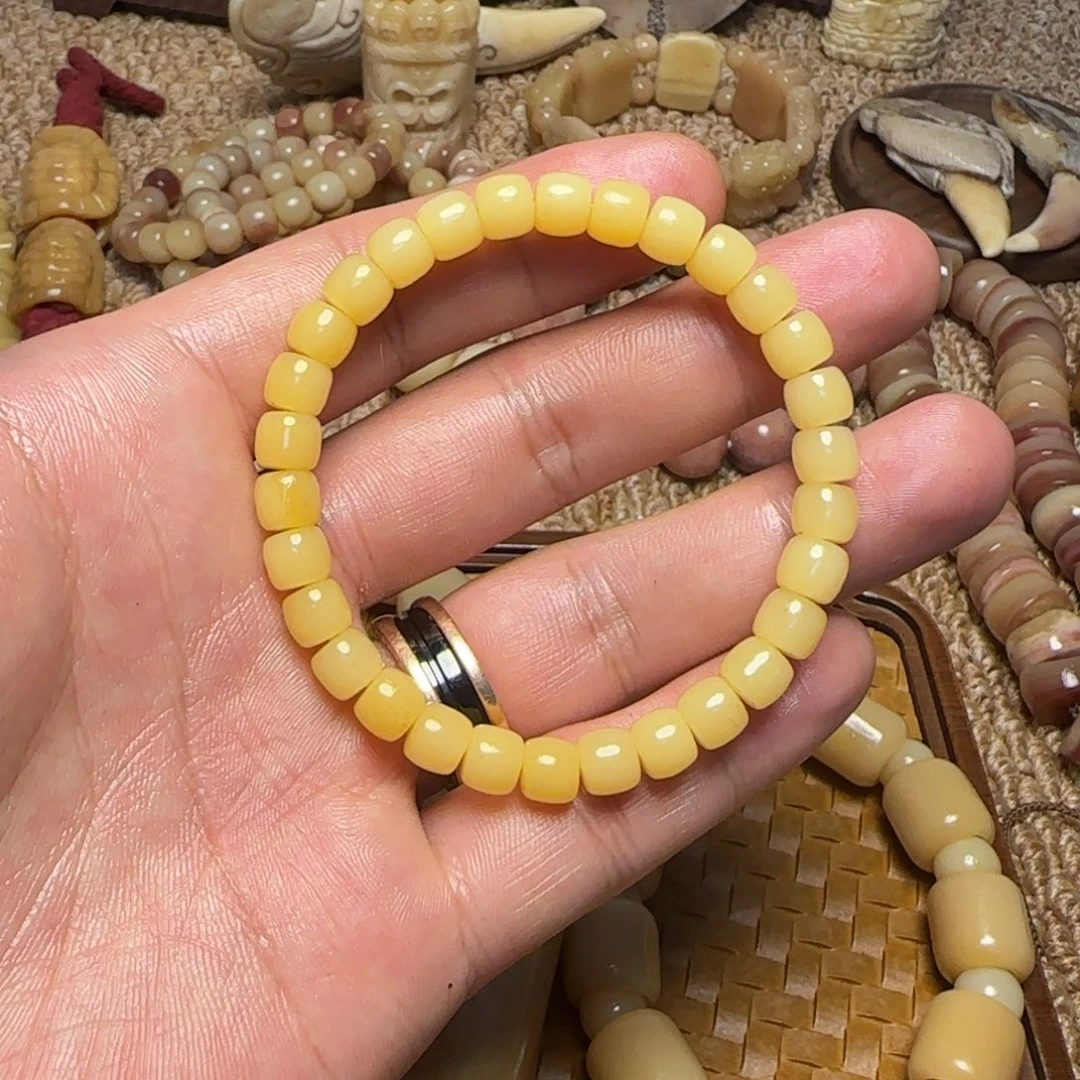 木质驼骨手工鸡油黄单圈