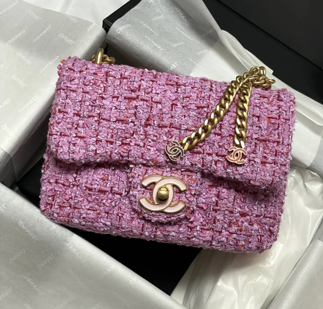 95新 Chanel/香奈儿 98新 奢总管/珐琅毛呢方胖子包/芯片