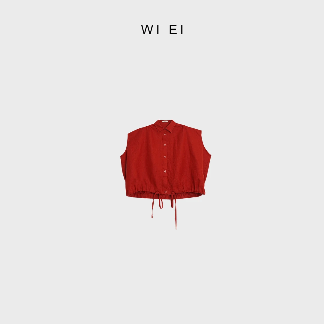 《WI EI》飞鸟*進口亚麻 定制款 翻领抽绳 无袖衬衫 R2192