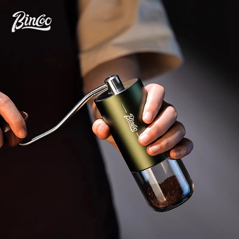 Bincoo手摇磨豆机橄榄绿便携式钢芯六星手冲手磨手动咖啡豆研磨机