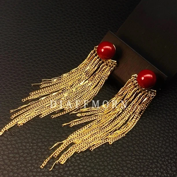 铜合金仿珍珠耳饰 D·F·M【鎏金岁月】珠珠流苏耳环