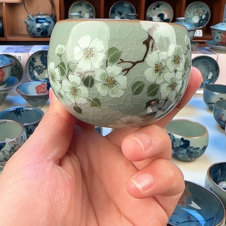 景德镇老陶泥茶杯100毫升礼盒装