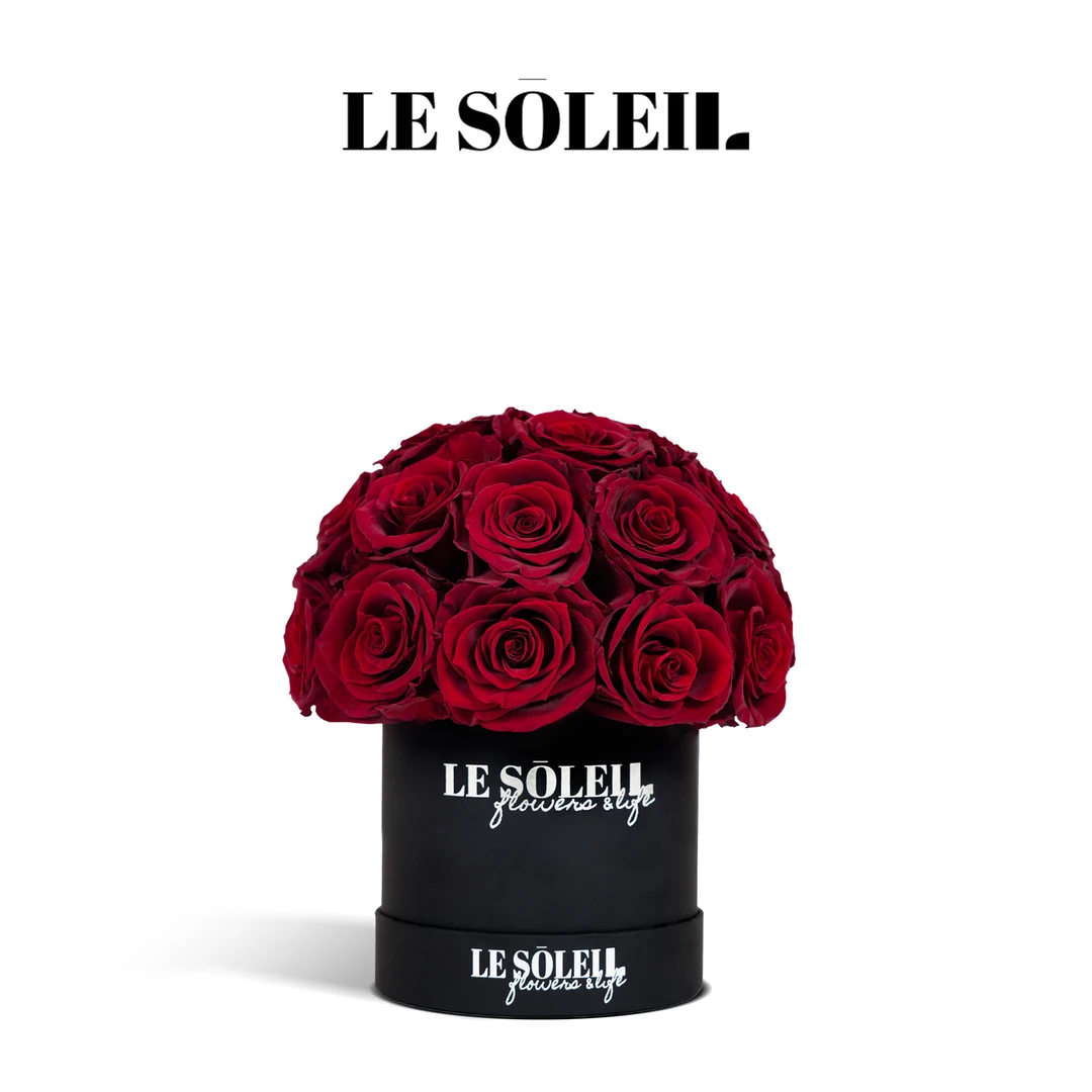 LE SOLEIL梨色 永生花24朵蘑菇头抱抱桶/亚克力9朵高定玫瑰情人节