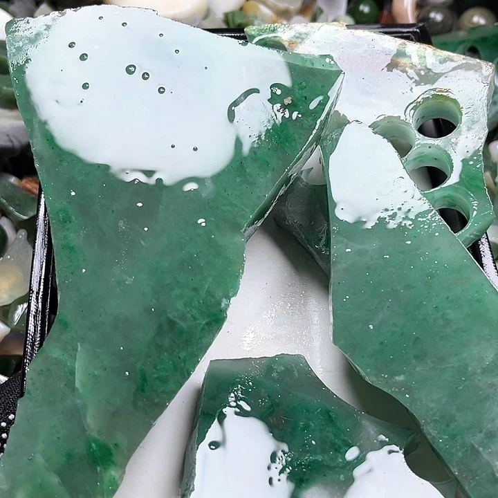 和田玉（糖玉）和田玉边角料9K金镶嵌森*