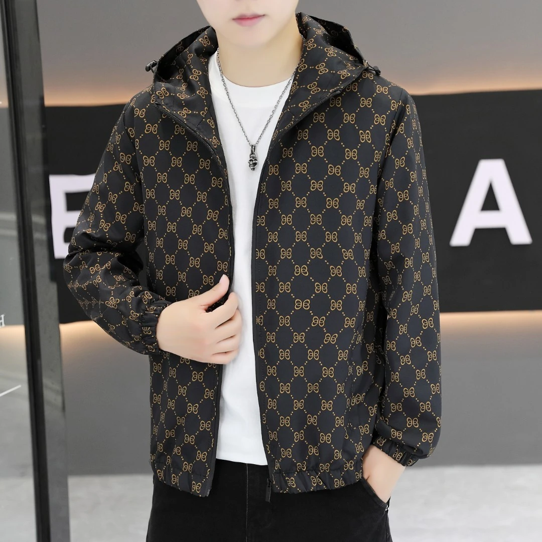 2025春秋新款男士外套欧版修身青年连帽夹克时尚休闲上衣帅气潮