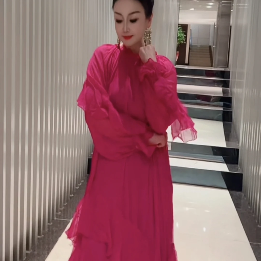 设计师原创千层桑蚕丝连衣裙