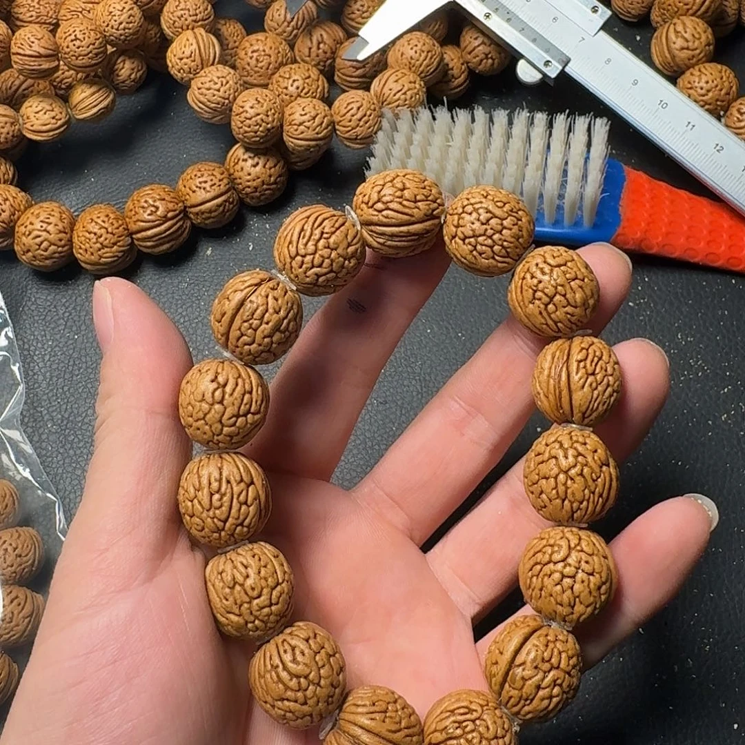 拳***开吊坠桃核荔枝纹手串