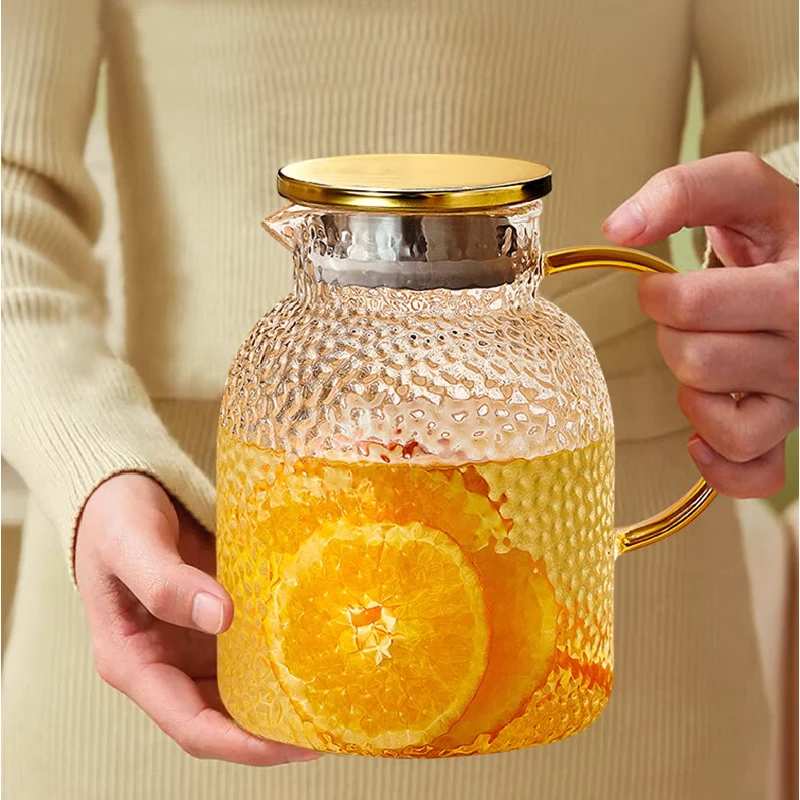 花茶壶加厚开水杯简约风茶杯锤纹冷水壶休闲风耐高温凉水壶家用