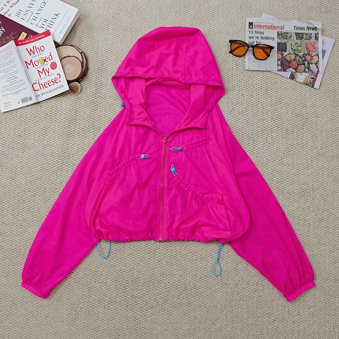 2025夏季新款休闲潮牌纯色连帽长袖外套2976