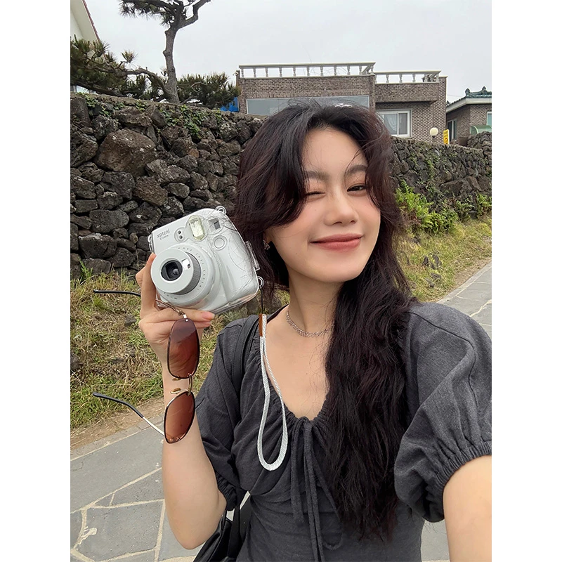 Seyora【风旅铃兰】法式复古这种领短袖修身收腰T恤 T35234SY52