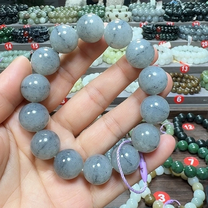 未镶嵌手链和田玉新疆点墨青花一线天卡16