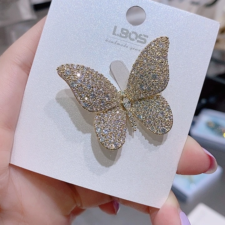 锆石铜合金金蝴蝶胸针