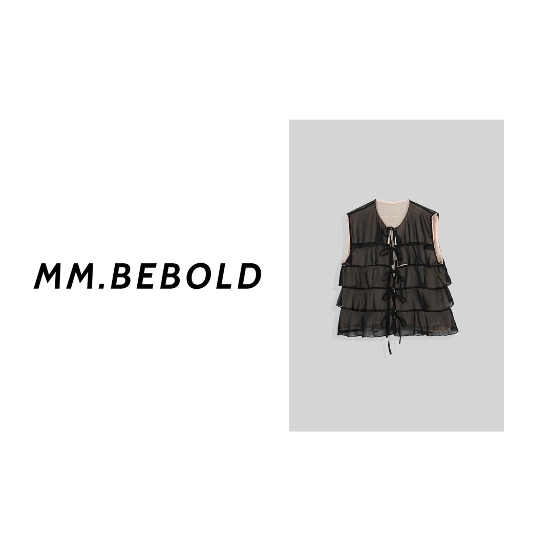 【蓓蓓精选】甜茶 宽松百搭花边无袖马甲XS033-1