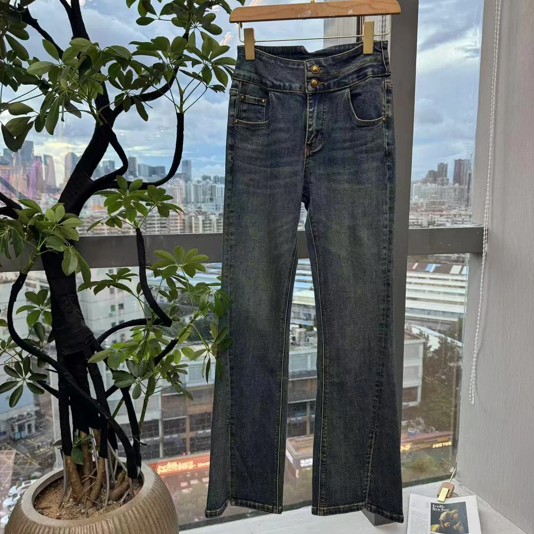 2025年夏季高腰新款牛仔长裤经典百搭神裤