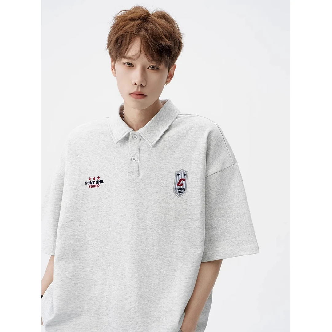 加大码300斤复古街头半袖纯棉polo衫男女翻领宽松显瘦短袖t恤上衣