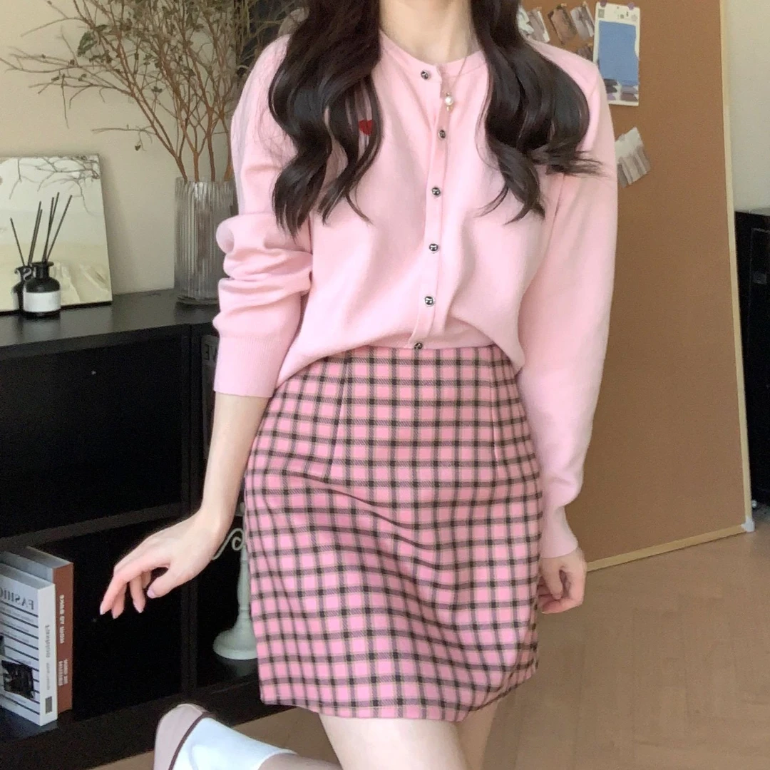 【芝士Cheese】怦然心动高腰显瘦半身裙小个子气质温柔格子A字半裙