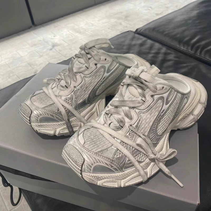 【原汁原味】3xl老爹鞋厚底半拖巴黎男鞋2025新款运动复古潮鞋做旧