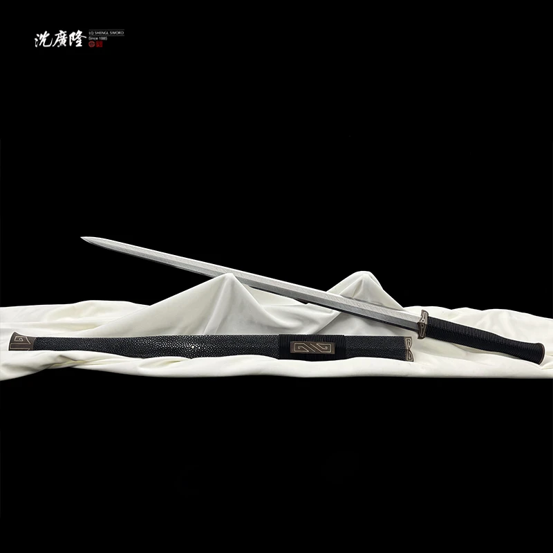 龙泉沈广隆-开阳汉剑 紫铜错银 鱼皮 毛铁夹陨铁 宝剑 未开刃