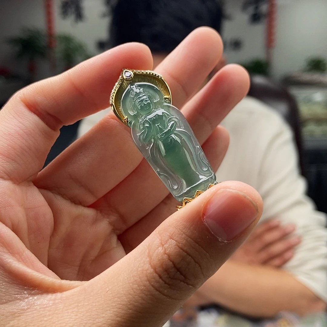 翡翠颈饰银S925镶嵌颜色多样性发拍一发一