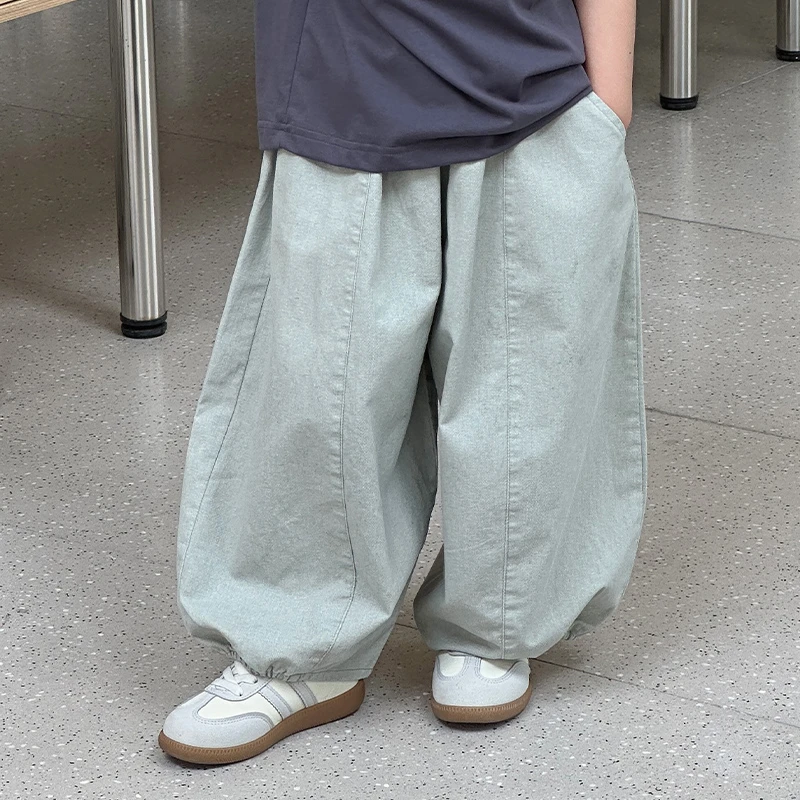 253182儿童春秋款洋气潮流纯色宽松休闲百搭九分裤