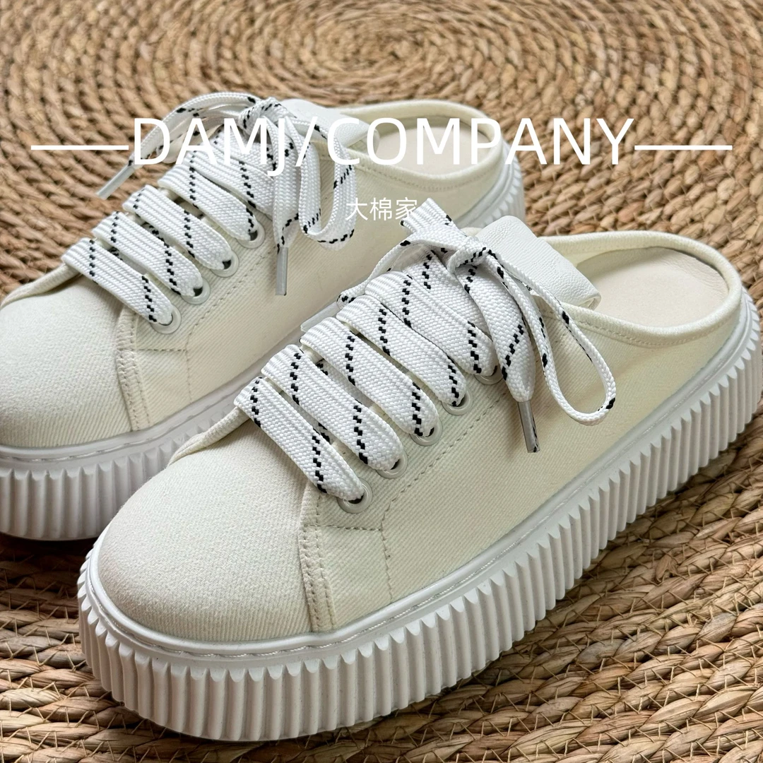 【松弛】DAMJ大棉家夏季新款韩版舒适圆头厚底百搭系帆布女小白鞋