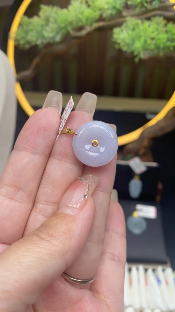 天然翡翠18k镶嵌平安扣801